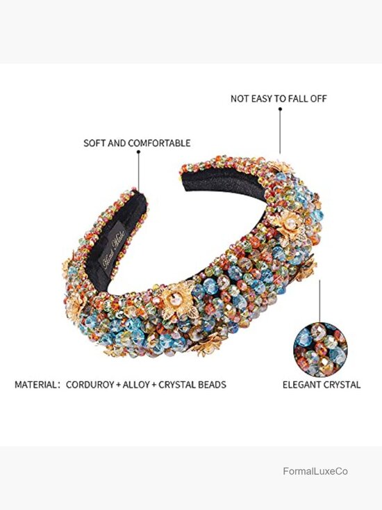 Elegant Velvet Wide Headbands with Crystal Beads Flower Pearl Hair Hoops